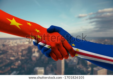 Shaking hands China and Cabo Verd