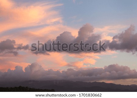 beautiful clouds on a pink sunset background