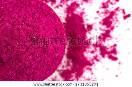 Bright Pink Dragonfruit Powder Isolated on a White Background