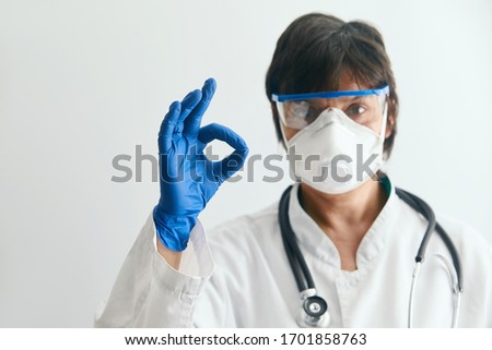 Doctor gesture up confidence Let the patient for outbreak COVID-19. medical in laboratory for Prevention of pandemic.  Epidemic virus outbreak concept