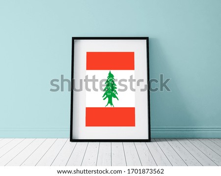 Flag of Lebanon on Photo or Poster frame. Lebanon Flag for advertising, award, achievement, festival, election.