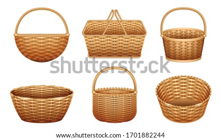 Wicker basket vector realistic set icon. Vector illustration basketry on white background. Isolated realistic set icon wicker basket . Royalty-Free Stock Photo #1701882244