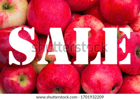 Sale. Text banner. Word from apple.