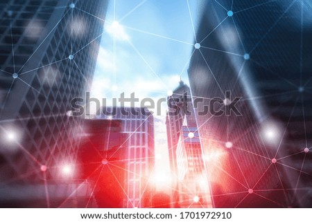 Futuristic Cyber Network. Smart City Concept. Abstract Line Connection.