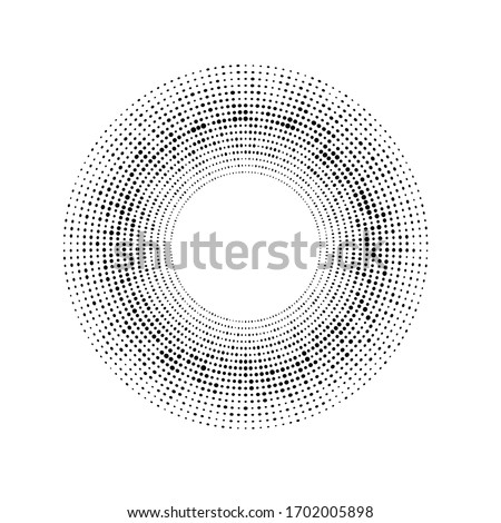 Abstract circle, halftone dots pattern, modern stylish texture, black and white vector illustration.