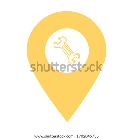 Repairing store location map pin icon. Element of map point for mobile concept and web apps. Icon for website design and development, app development. Premium wrench store icon