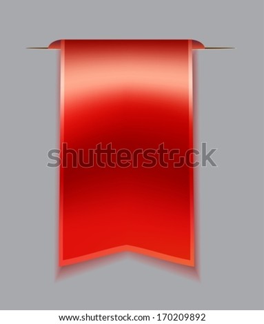 Red bookmark ribbon over gray background, VECTOR 