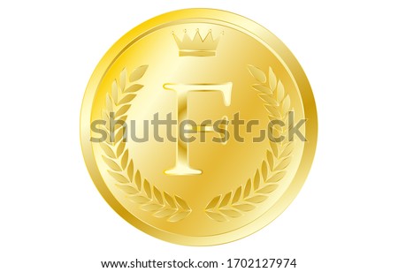 Laurel wreath and crown alphabet coins, F