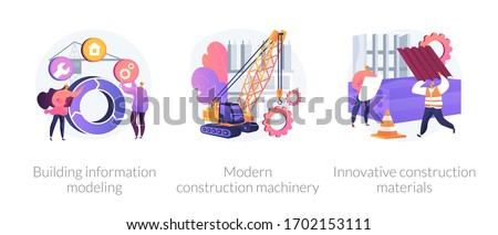 Building contractors services abstract concept vector illustration set. Air conditioning and refrigeration services, residential electrical construction, building industry license abstract metaphor.