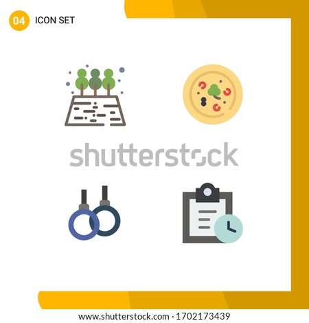 4 Creative Icons Modern Signs and Symbols of agriculture; healthcare; pizza; athletic; tasks Editable Vector Design Elements