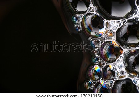 Soap bubbles abstract macro structure, copy space background