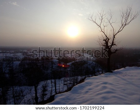 Winter sun set in kashmir. 