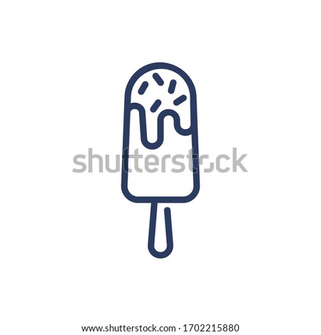 Ice cream bar with waffle cone thin line icon. Glaze, stick, popsicle isolated outline sign. Food and dessert concept. Vector illustration symbol element for web design and apps