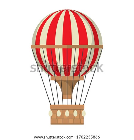 red-white balloon with a basket