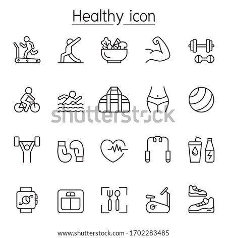 Fitness & health icon set in thin line stlye Royalty-Free Stock Photo #1702283485