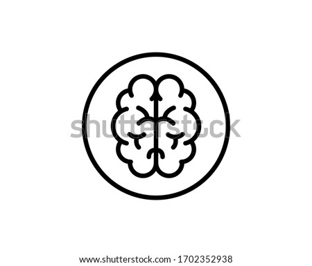 Line Brain icon isolated on white background. Outline symbol for website design, mobile application, ui. Brain pictogram. Vector illustration, editorial stroke. Eps10
