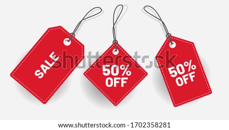 Red discount label with various shape - Vector Royalty-Free Stock Photo #1702358281
