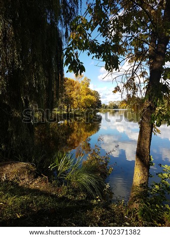 autumn lake surrounded by trees