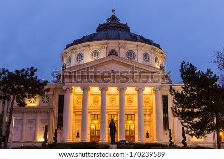 Romanian Athenaeum, Bucharest's most prestigious concert hall. Royalty-Free Stock Photo #170239589