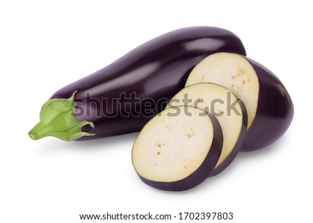 Eggplant or aubergine isolated on white background with clipping path and full depth of field Royalty-Free Stock Photo #1702397803