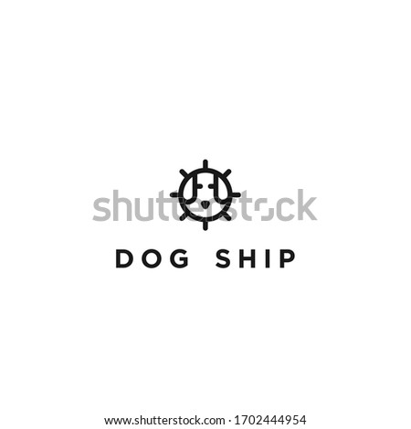 Creative logo dog and ship design template
