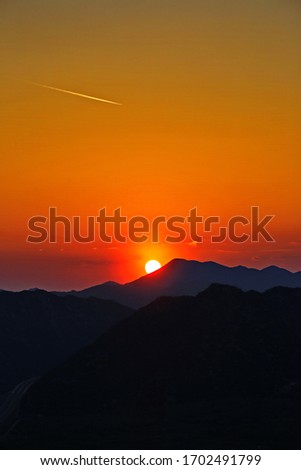 Sunset above the town of Vrgorac, Dalmatina, Croatia