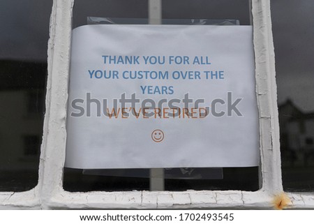 Thank you for your custom, we have retired sign in a shop window