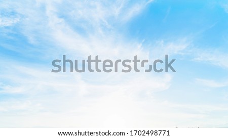 Blue sky with white cloud. Beautiful sky background and wallpaper. Clear day and good weather in the evening. bright,Thailand-Malaysia border. Royalty-Free Stock Photo #1702498771