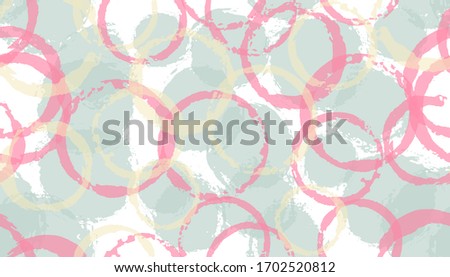 Modern watercolor circles geometry fabric print. Round shape stain overlapping elements vector seamless pattern. Grunge texture circles geometry fabric seamless.