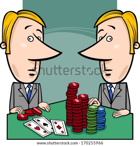 Concept Cartoon Illustration of Two Businessmen or Politicians playing Poker