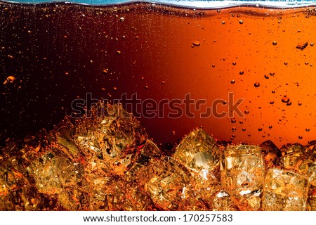 Cola with Ice. Food background Royalty-Free Stock Photo #170257583