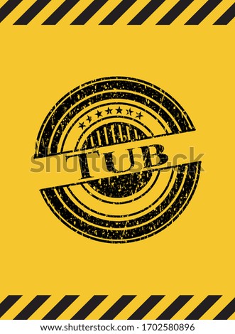 Tub black grunge emblem inside yellow warning sign. Vector Illustration. Detailed. 