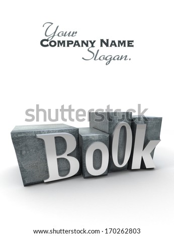 3D rendering of the word book formed with print letter cases