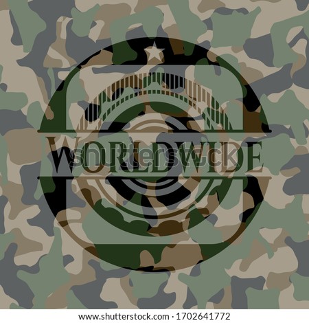 Worldwide camouflaged emblem. Vector Illustration. Detailed. 