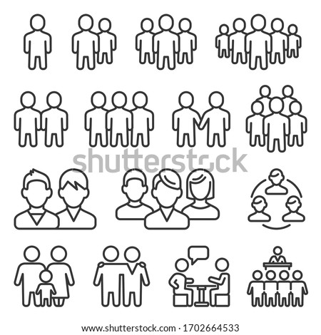 Human Group Icons Set on White Background. Line Style Vector