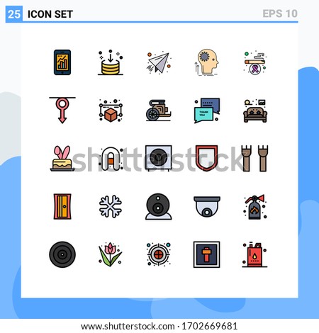 Set of 25 Modern UI Icons Symbols Signs for idea; creative; import; mind; paper plane Editable Vector Design Elements