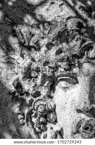 Stone Statute Face in Black and White