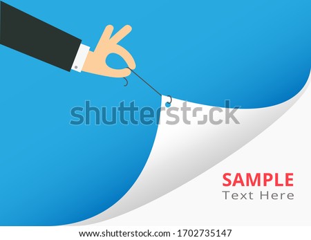 Blank sheet peeling off the curved edge. wrapping paper. Concept of man revealing important information.  Royalty-Free Stock Photo #1702735147