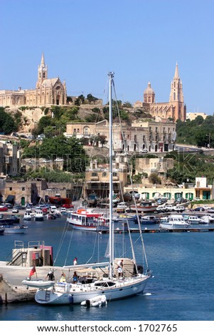 The photo was taken from a ferry Malta-Gozo