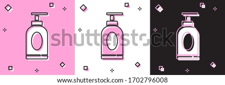 Set Cream or lotion cosmetic tube icon isolated on pink and white, black background. Body care products for men. Vector Illustration