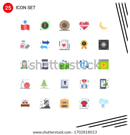 25 Universal Flat Colors Set for Web and Mobile Applications natural; night; eat; moon; heart Editable Vector Design Elements