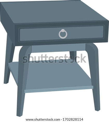 The Night Table Vector Illustration. The Bedside Nightstand Isolated On White Background. The Furniture Clip Art