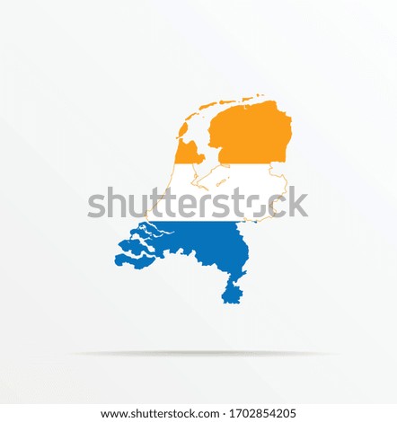 Vector map Netherlands combined with Prinsenvlag flag.