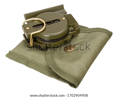 Military compass army green for trekking with clipping path