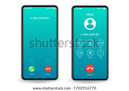 Call screen smartphone interface template, Mobile app design layout, UI for application vector illustration