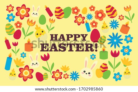 Happy Easter card Beautiful vibrant colors Simple abstract design Children vector illustration clip art