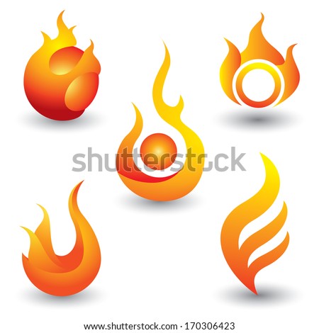 Fire flames symbol icons set , vector illustration, Logo template design