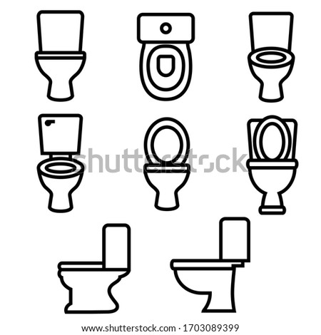 Toilet set line icon, logo isolated on white background, toilet bowl Royalty-Free Stock Photo #1703089399