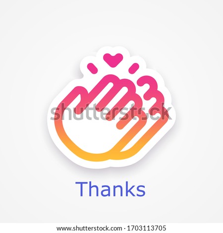 Thanks for your help, symbol, sticker template. Thank you hour sign mockup. Clapping icon. Social media concept. Vector illustration. EPS 10 Royalty-Free Stock Photo #1703113705