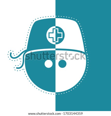 Bicolor icon of a man with a surgical cap. Medical biosecurity uniform - Vector